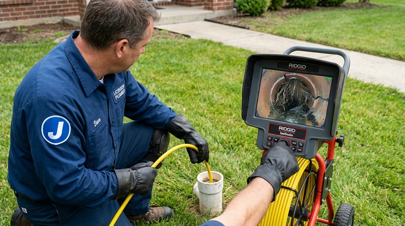 Sewer camera inspection being performed by Johns Plumbing LLC in Richmond
